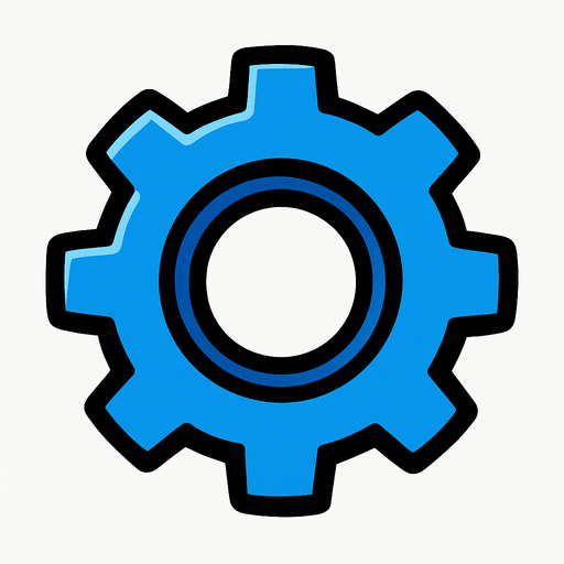 Engranaje azul.
In-Game asset.  2d.  High contrast.  No shadows