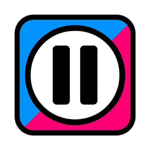a very modern pause button.
In-Game asset.  2d.  High contrast.  No shadows