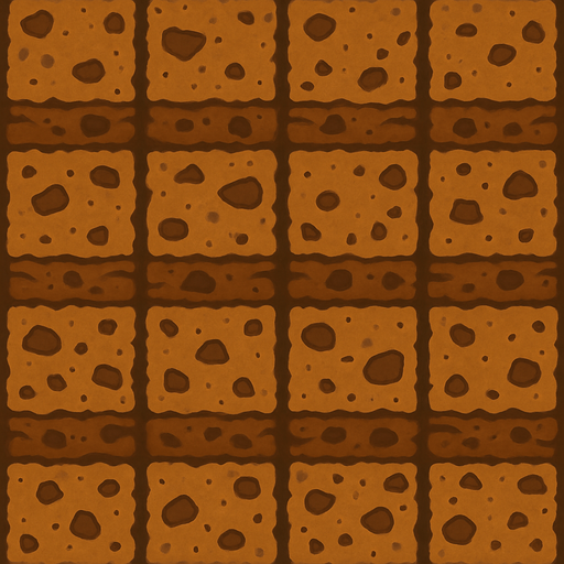 Bloque de tierra sin césped, visto desde arriba, con efecto repetido para unirse a otros bloques, ocupar el cuadro completo de imagen
In-Game asset.  2d.  High contrast.  No shadows