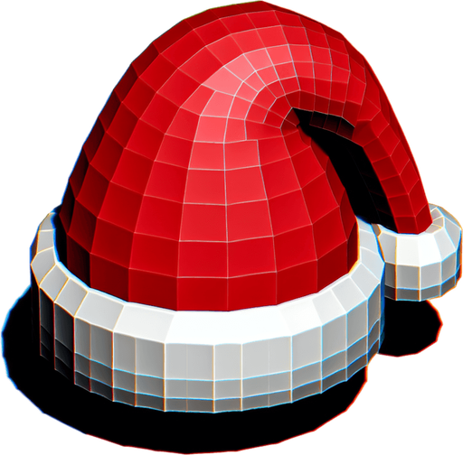 a christmas hat. plastic style. Single Game Texture. In-Game asset. 2d. Blank background. High contrast. No shadows.