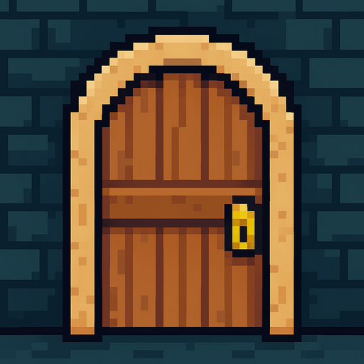 Pixel Art Door.
In-Game asset.  2d.  High contrast.  No shadows