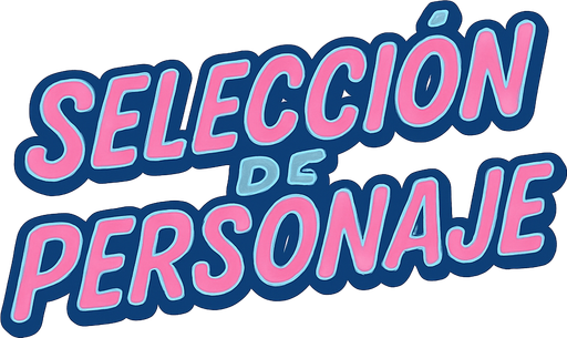 letras que dicen seleccion de personaje con un color rosa y un color celeste y con contorno azul y rosa cursiva.
In-Game asset.  2d.  High contrast.  No shadows