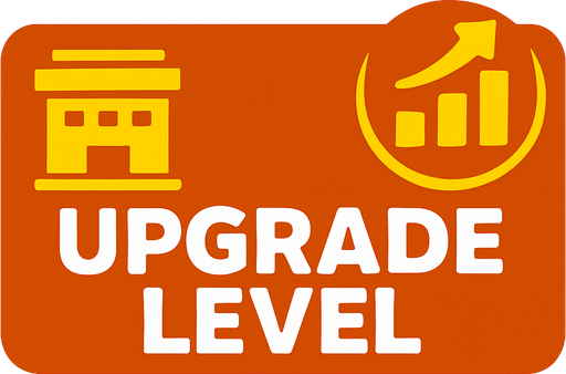 button upgrade level of business.
In-Game asset.  2d.  High contrast.  No shadows