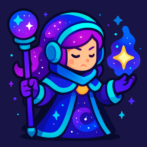 support hero character space galaxy theme tower defense game.
In-Game asset.  2d.  High contrast.  No shadows
