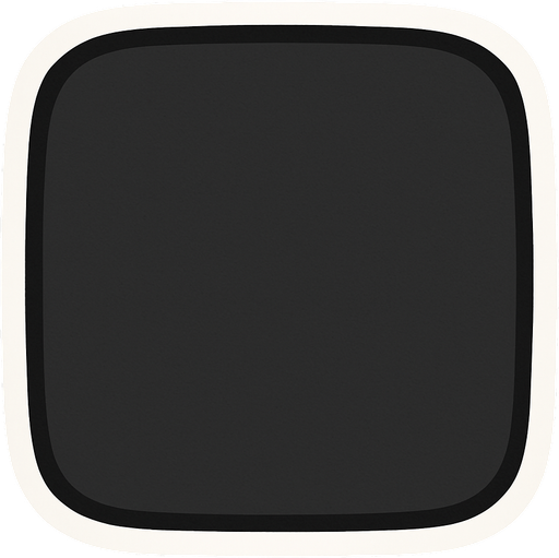 Curved dark gray square with a white outline.
In-Game asset.  2d.  High contrast.  No shadows