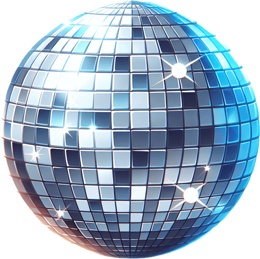 Bola disco.
Single Game Texture.  In-Game asset.  2d.  Blank background.  High contrast.  No shadows