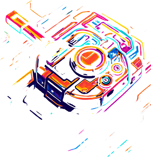 tank upper head part only without the tank. seen from above. with cyberpunk style mixed by abstracts. HD colors. seen from upper side of the tank
In-Game asset.  2d.  High contrast.  No shadows