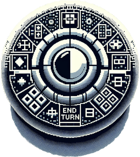 EndTurnButton.
Single Game Texture.  In-Game asset.  2d.  Blank background.  High contrast.  No shadows