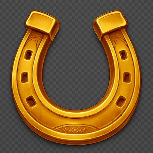 Crea un asset para el símbolo 'F' de Megaways: una Herradura Dorada.
Una herradura clásica, pero de color dorado brillante y con un acabado metálico. Puede tener pequeños detalles grabados o incrustaciones sutiles. Debe transmitir buena suerte y fortuna (15x). Estilo de casino elegante. Fondo transparente. Un amuleto de la suerte..
In-Game asset.  2d.  High contrast.  No shadows