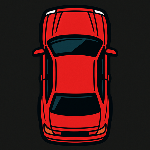 top view car.
In-Game asset.  2d.  High contrast.  No shadows
