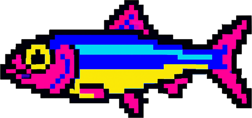 An anchovy. 80s arcade machine graphics. 
Swimming Side profile. White background. 
In-Game asset.  2d.  High contrast.  No shadows