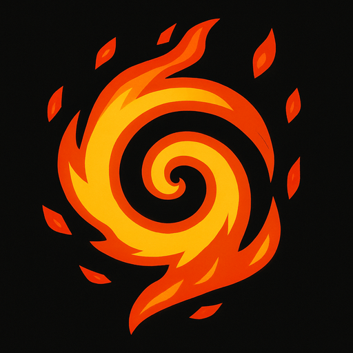 Alev spiral parçacık.
In-Game asset.  2d.  High contrast.  No shadows