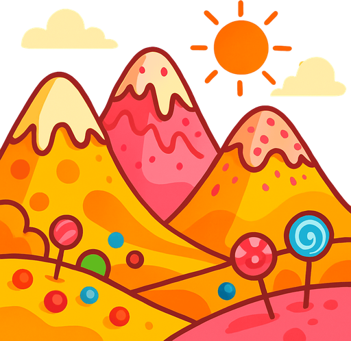 a sunny place where the mountains are sweet.
In-Game asset.  2d.  High contrast.  No shadows