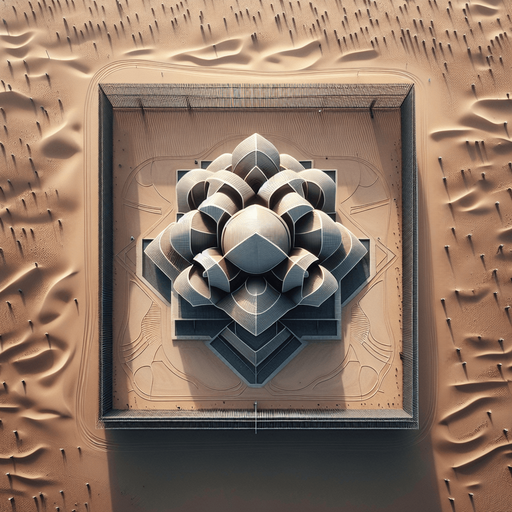 Zenith view of Dune's Wind Trap power facility square fence.
Ressembles a bit to Sydney's Opera. Zenith view Directly from above.