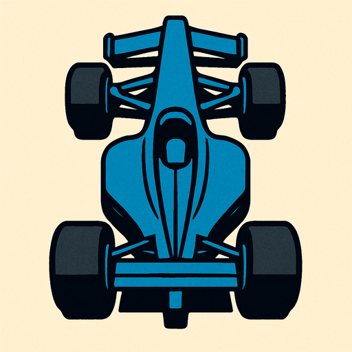Blue F1 from a bird's eye view..
In-Game asset.  2d.  High contrast.  No shadows