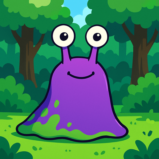 gambar 2d anime sifut slug di atas permukaan hutan.
In-Game asset.  2d.  High contrast.  No shadows