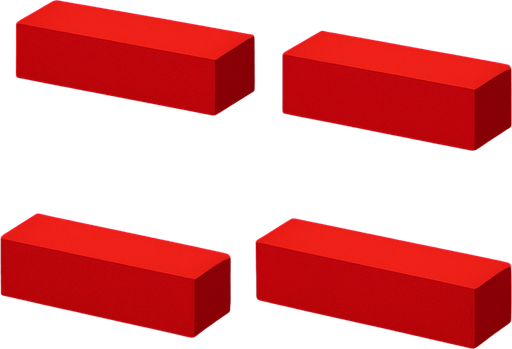 long quadrilateral simple red blocks.
In-Game asset.  2d.  High contrast.  No shadows