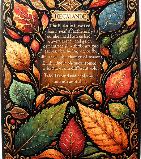 A mystical rectangle fantasy board with leaves.