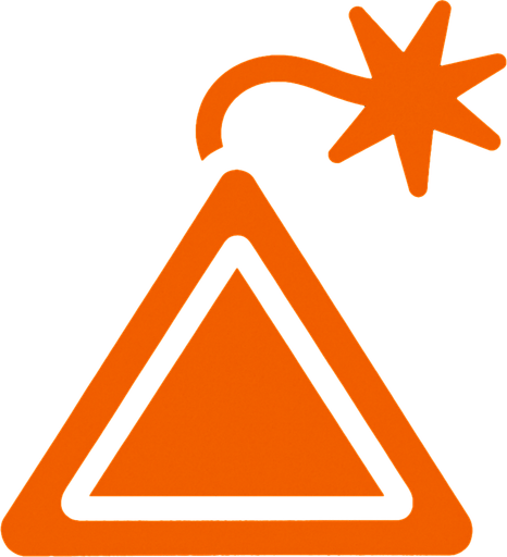 triangulo naranja con mecha de bomba.
In-Game asset.  2d.  High contrast.  No shadows