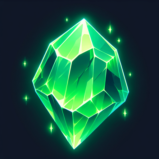Could also be a green crystal pulsing with soft light..
Single Game Texture.  In-Game asset.  2d.  Blank background.  High contrast.  No shadows
