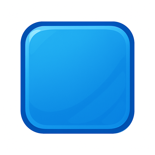 Simple blue square round corners. Vector. Beautiful transparent details. Single Game Texture. In-Game asset. 2d. Blank background. High contrast. With shadows..
In-Game asset.  2d.  No shadows