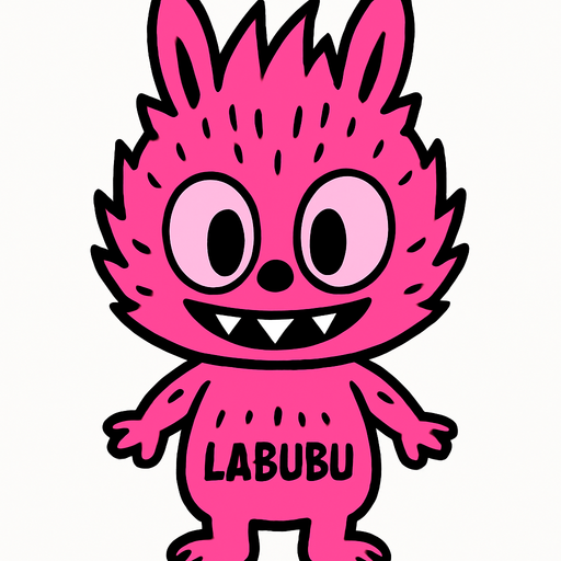 Pink labubu.
In-Game asset.  2d.  High contrast.  No shadows