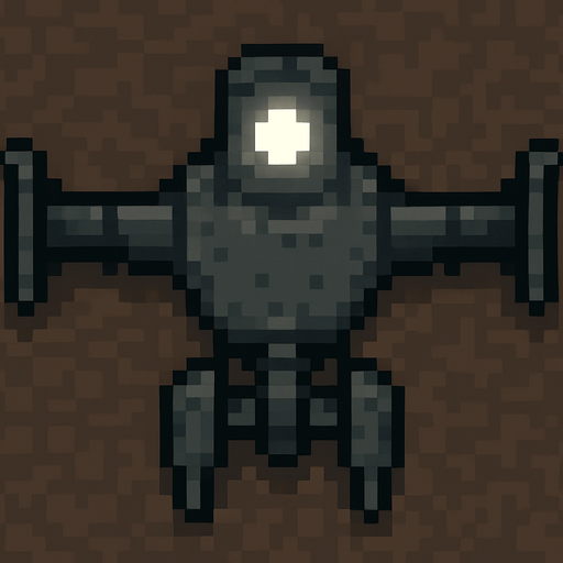 top down image of a combat drone with a white light on top, pixel art.
In-Game asset.  2d.  High contrast.  No shadows