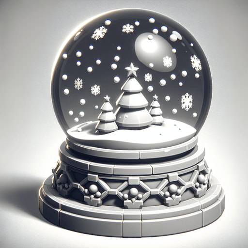 a christmas snow globe. plastic style. Single Game Texture. In-Game asset. 2d. Blank background. High contrast. No shadows.