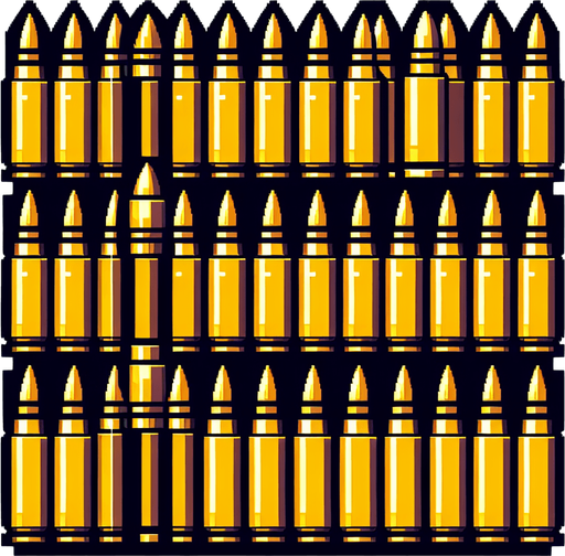rectangle yellow bullets.
Single Game Texture. In-Game asset. 2d. Blank background. High contrast. No shadows.