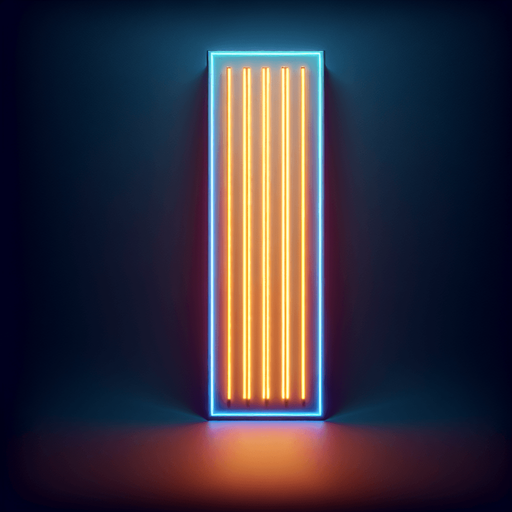 dikey bir neon ışık.
Single Game Texture. In-Game asset. 2d. Blank background. High contrast. No shadows.
