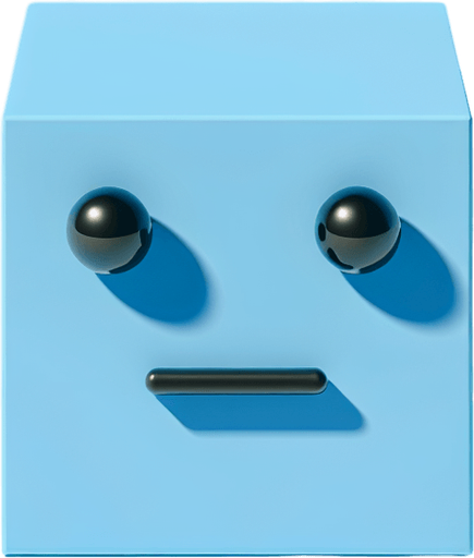 blue box with face.
No shadows