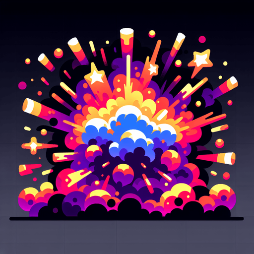An explosion
Single Game Texture. In-Game asset. 2d. Blank background. High contrast. No shadows.