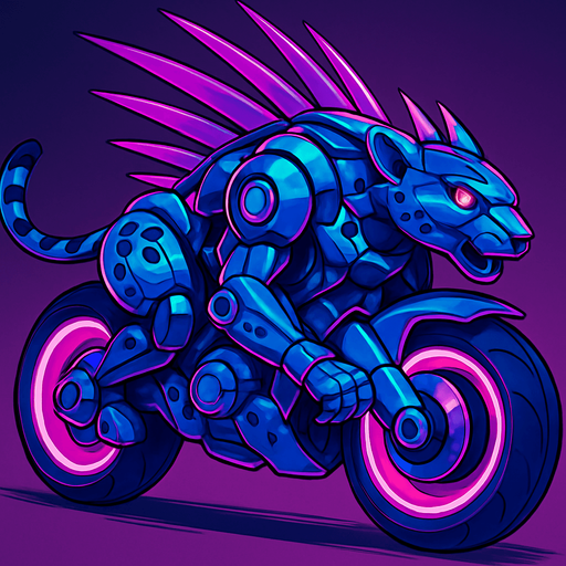 cyberpunk American anime koraidon Miraidon-esque motorcycle animal futuristic cheetah-meets-motorcycle