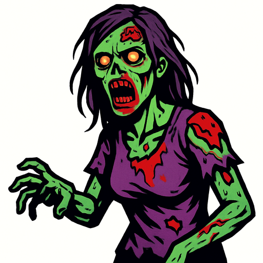 kadın zombi.
In-Game asset.  2d.  High contrast.  No shadows