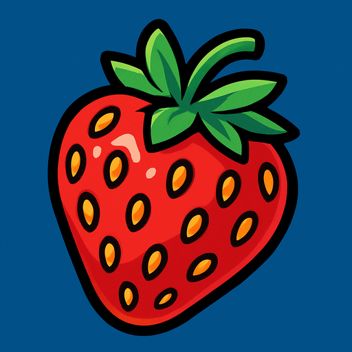 Strawberry.
In-Game asset.  2d.  High contrast.  No shadows