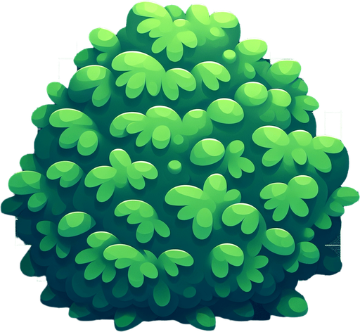bush.
Single Game Texture. In-Game asset. 2d. Blank background. High contrast. No shadows.