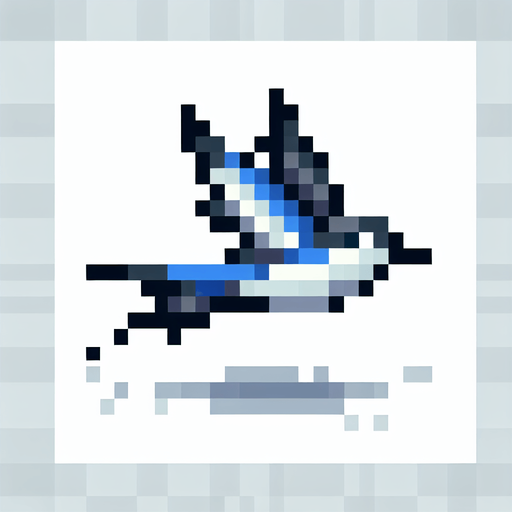 pixel art simple flying bird.
Single Game Texture. In-Game asset. 2d. Blank background. High contrast. No shadows.
