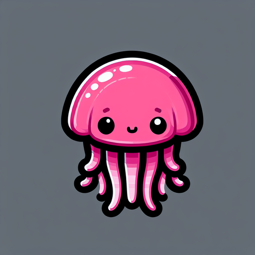 A pink jellyfish. Cartoon..
Single Game Texture.  In-Game asset.  2d.  Blank background.  High contrast.  No shadows