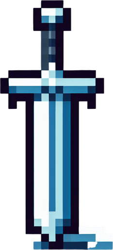 sword pixelated.
Single Game Texture. In-Game asset. 2d. Blank background. High contrast. No shadows. Indie style, low resolution