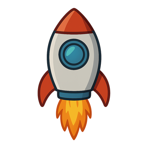 A rocket . No background. Transparent background. Blank background. No shadows. 2d. In-Game asset. flat