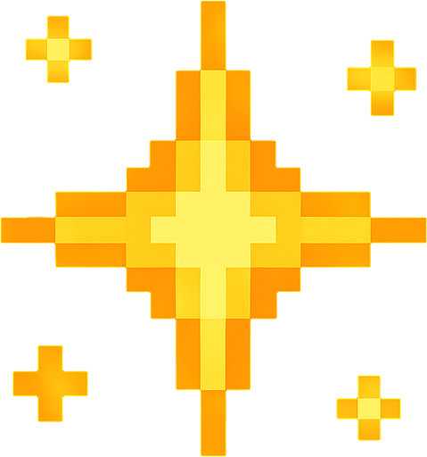 2d pixel art sparkle.
In-Game asset.  2d.  High contrast.  No shadows