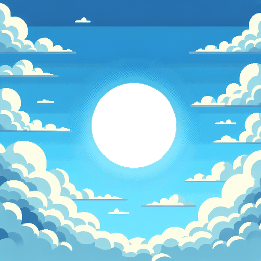 blue sky and with cloud.
Single Game Texture.  In-Game asset.  2d.  Blank background.  High contrast.  No shadows
