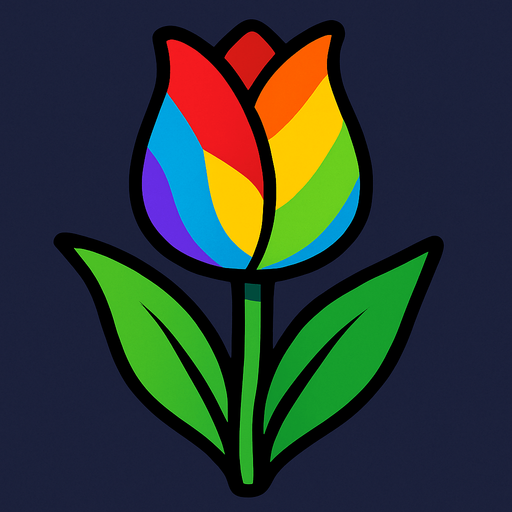 Rainbow tulip.
In-Game asset.  2d.  High contrast.  No shadows