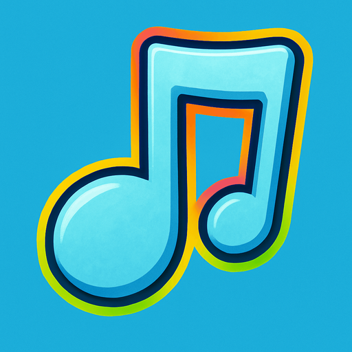 Ice blue with a bright color stroke music note.
In-Game asset.  2d.  High contrast.  No shadows