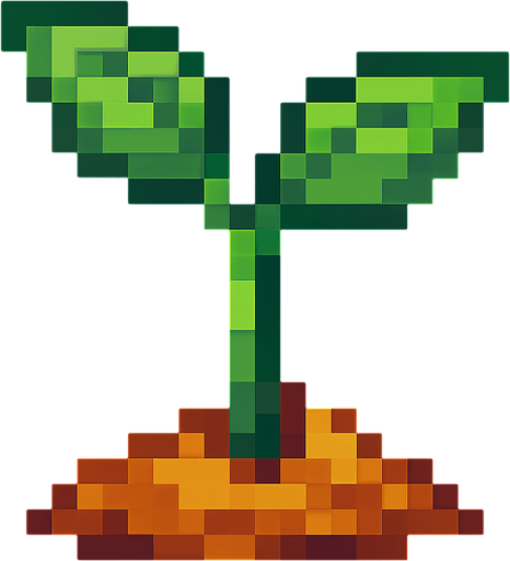 newly sprouted plant.
In-Game asset.  2d.  High contrast.  No shadows. pixel