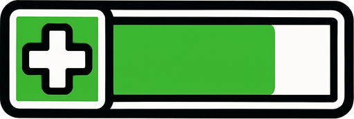 Barra de salud verde.
In-Game asset.  2d.  High contrast.  No shadows