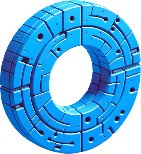 A large letter 'O' as in tic tac toe, coloured blue.
Single Game Texture.  In-Game asset.  2d.  Blank background.  High contrast.  No shadows