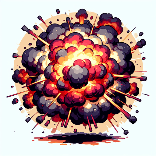 explosion.
Single Game Texture. In-Game asset. 2d. Blank background. High contrast. No shadows.