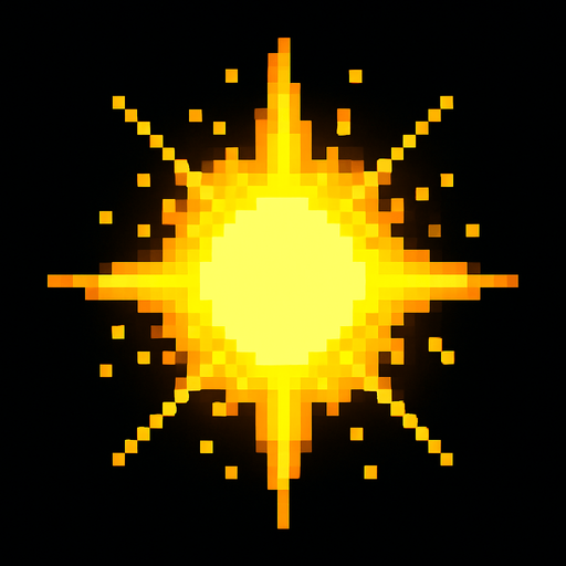 Una luz fuerte de color amarillo, en 32 bits.
In-Game asset.  2d.  High contrast.  No shadows