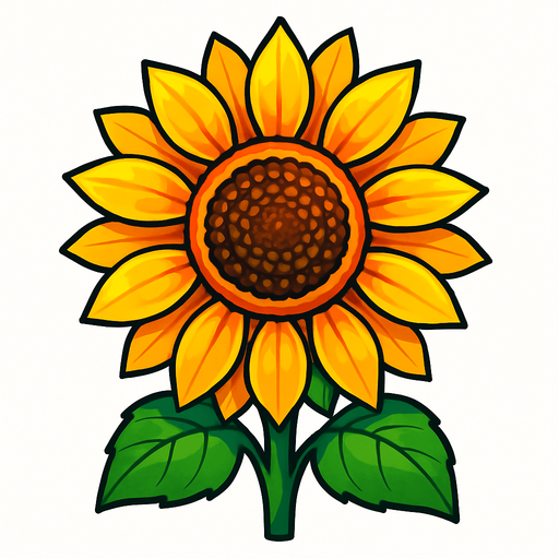 Sunflower. Front. Make it vibrant..
In-Game asset.  2d.  High contrast.  No shadows